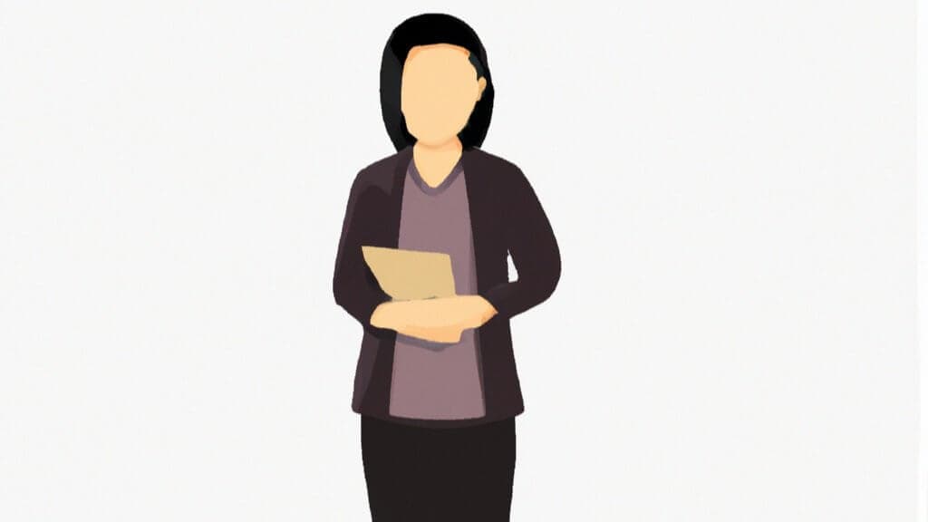This image shows an abstract, Ai generated female Filipino Accountant holding a piece of paper in her hands